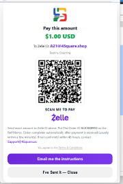 The Zelle payment screen with a QR code